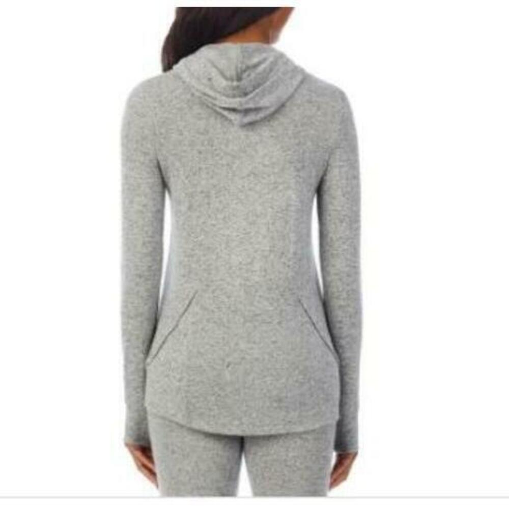 Cuddl Duds Women's Gray SoftKnit Long-Sleeve Tunic Hoodie L - Picture 2 of 2